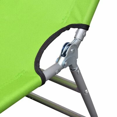 VidaXL Chaise longue avec coussin de tête Acier enduit de poudre Vert 7 VidaXL Chaise longue avec coussin de tête Acier enduit de poudre Vert – Image 5
