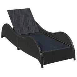 VidaXL Chaise longue avec coussin Résine tressée Noir 12 VidaXL Chaise longue avec coussin Résine tressée Noir -Bains de soleil Soldes image 5 41975