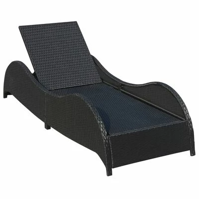 VidaXL Chaise longue avec coussin Résine tressée Noir 7 VidaXL Chaise longue avec coussin Résine tressée Noir – Image 5