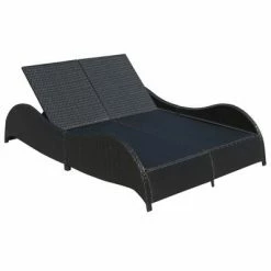 VidaXL Chaise longue double avec coussin Résine tressée Noir 12 VidaXL Chaise longue double avec coussin Résine tressée Noir -Bains de soleil Soldes image 5 41977