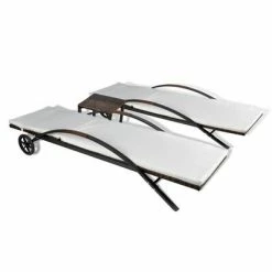 VidaXL Chaises longues avec table Résine tressée Marron 12 VidaXL Chaises longues avec table Résine tressée Marron -Bains de soleil Soldes image 5 42490