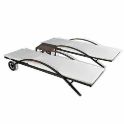 VidaXL Chaises longues avec table Résine tressée Marron -Bains de soleil Soldes image 5 42496