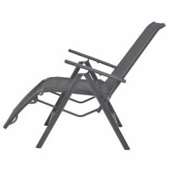 VidaXL Chaise inclinable de terrasse Aluminium et textilène Noir 12 VidaXL Chaise inclinable de terrasse Aluminium et textilène Noir -Bains de soleil Soldes image 5 42766