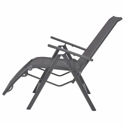 VidaXL Chaise inclinable de terrasse Aluminium et textilène Noir 7 VidaXL Chaise inclinable de terrasse Aluminium et textilène Noir – Image 5