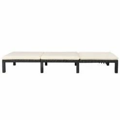 VidaXL Chaise longue avec coussin Résine tressée Noir -Bains de soleil Soldes image 5 42846