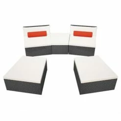 VidaXL Salon de jardin 5 pcs avec coussins Résine tressée Noir 12 VidaXL Salon de jardin 5 pcs avec coussins Résine tressée Noir -Bains de soleil Soldes image 5 42852