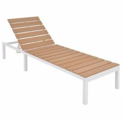 VidaXL Chaise longue avec table Aluminium WPC Blanc et Marron 12 VidaXL Chaise longue avec table Aluminium WPC Blanc et Marron -Bains de soleil Soldes image 5 42869