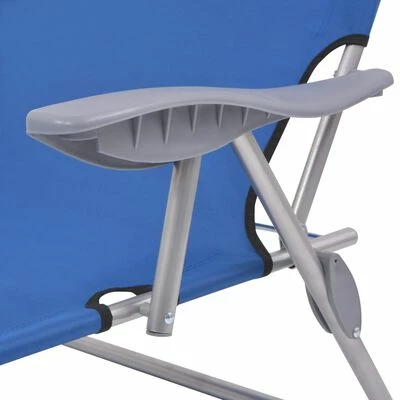 VidaXL Chaise longue avec auvent Acier Bleu 7 VidaXL Chaise longue avec auvent Acier Bleu – Image 5