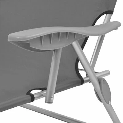 VidaXL Chaise longue avec auvent Acier Gris 7 VidaXL Chaise longue avec auvent Acier Gris – Image 5