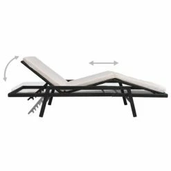 VidaXL Chaise longue avec coussin Résine tressée Noir 12 VidaXL Chaise longue avec coussin Résine tressée Noir -Bains de soleil Soldes image 5 43108