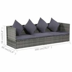 VidaXL Lit de jardin Gris 200x60 cm Résine tressée 11 VidaXL Lit de jardin Gris 200x60 cm Résine tressée -Bains de soleil Soldes image 5 43959