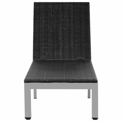 VidaXL Chaise longue avec roues Résine tressée Noir 7 VidaXL Chaise longue avec roues Résine tressée Noir – Image 5