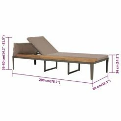 VidaXL Chaise longue avec coussins Bois d'acacia solide Marron 11 VidaXL Chaise longue avec coussins Bois d'acacia solide Marron -Bains de soleil Soldes image 5 44249