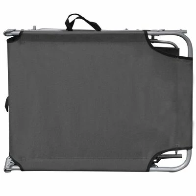 VidaXL Chaise longue pliable avec auvent Acier Gris 7 VidaXL Chaise longue pliable avec auvent Acier Gris – Image 5