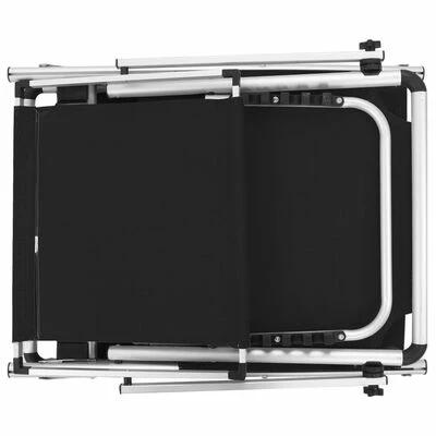 VidaXL Chaise longue pliable avec auvent Aluminium et textilène Noir 7 VidaXL Chaise longue pliable avec auvent Aluminium et textilène Noir – Image 5