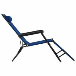 VidaXL Chaises longues pliables 2 pcs avec repose-pied Acier Bleu 12 VidaXL Chaises longues pliables 2 pcs avec repose-pied Acier Bleu -Bains de soleil Soldes image 5 44342