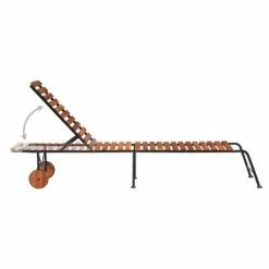 VidaXL Chaise longue avec pieds en acier Bois d'acacia massif -Bains de soleil Soldes image 5 44394
