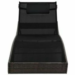 VidaXL Chaise longue 2 pcs et table Résine tressée et textilène Marron 12 VidaXL Chaise longue 2 pcs et table Résine tressée et textilène Marron -Bains de soleil Soldes image 5 44892