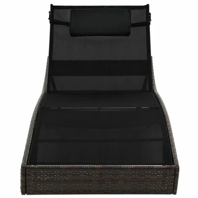 VidaXL Chaise longue 2 pcs et table Résine tressée et textilène Marron 7 VidaXL Chaise longue 2 pcs et table Résine tressée et textilène Marron – Image 5