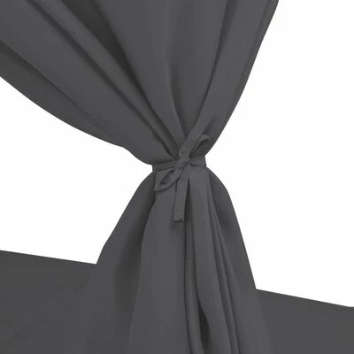 VidaXL Chaise longue d'extérieur avec rideaux Résine tressée Gris 7 VidaXL Chaise longue d'extérieur avec rideaux Résine tressée Gris – Image 5