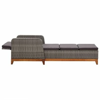 VidaXL Chaise longue Résine tressée et bois d'acacia massif Gris 7 VidaXL Chaise longue Résine tressée et bois d'acacia massif Gris – Image 5