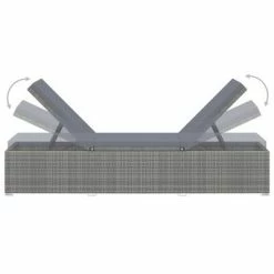 VidaXL Chaise longue avec coussin Résine tressée Gris -Bains de soleil Soldes image 5 46220