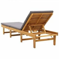 VidaXL Chaise longue pliante avec coussin Bois d'acacia solide 12 VidaXL Chaise longue pliante avec coussin Bois d'acacia solide -Bains de soleil Soldes image 5 46491