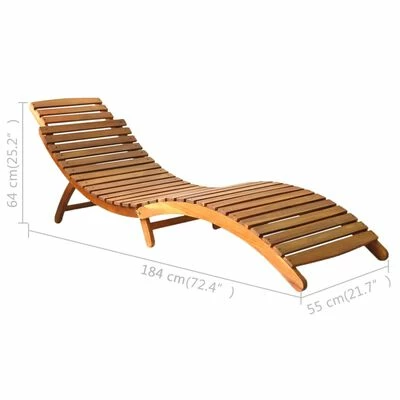 VidaXL Chaise longue Bois d'acacia solide Marron 7 VidaXL Chaise longue Bois d'acacia solide Marron – Image 5