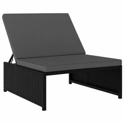 VidaXL Chaises longues 2 pcs avec table Résine tressée Noir 7 VidaXL Chaises longues 2 pcs avec table Résine tressée Noir – Image 5