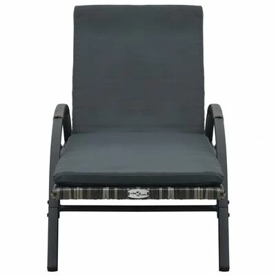 VidaXL Chaise longue avec coussin et roues Résine tressée Anthracite 7 VidaXL Chaise longue avec coussin et roues Résine tressée Anthracite – Image 5