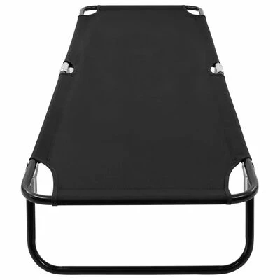 VidaXL Chaise longue pliable Noir Acier 7 VidaXL Chaise longue pliable Noir Acier – Image 5