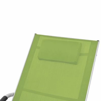 VidaXL Chaise longue avec oreiller Aluminium et textilène Vert 7 VidaXL Chaise longue avec oreiller Aluminium et textilène Vert – Image 5