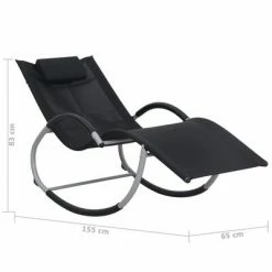 VidaXL Chaise longue avec oreiller Noir Textilène 11 VidaXL Chaise longue avec oreiller Noir Textilène -Bains de soleil Soldes image 5 47788