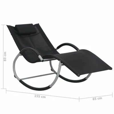 VidaXL Chaise longue avec oreiller Noir Textilène 7 VidaXL Chaise longue avec oreiller Noir Textilène – Image 5