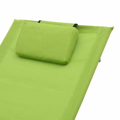 VidaXL Chaise longue avec oreiller Vert Textilène 7 VidaXL Chaise longue avec oreiller Vert Textilène – Image 5