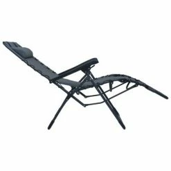 VidaXL Chaise pliable de terrasse Gris Textilène 12 VidaXL Chaise pliable de terrasse Gris Textilène -Bains de soleil Soldes image 5 47898
