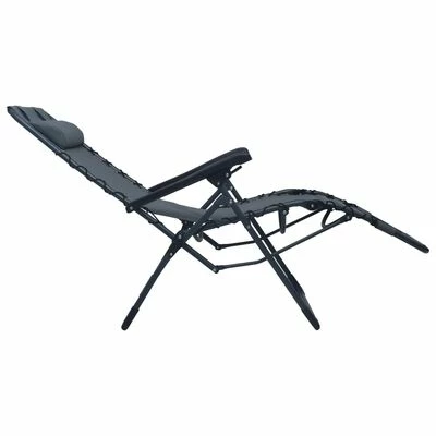 VidaXL Chaise pliable de terrasse Gris Textilène 7 VidaXL Chaise pliable de terrasse Gris Textilène – Image 5
