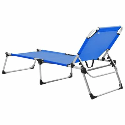 VidaXL Chaise longue pliable extra haute pour seniors Bleu Aluminium 7 VidaXL Chaise longue pliable extra haute pour seniors Bleu Aluminium – Image 5