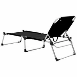 VidaXL Chaise longue pliable extra haute pour seniors Noir Aluminium 12 VidaXL Chaise longue pliable extra haute pour seniors Noir Aluminium -Bains de soleil Soldes image 5 47913