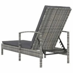 VidaXL Chaise longue avec accoudoirs Résine tressée Gris -Bains de soleil Soldes image 5 48126