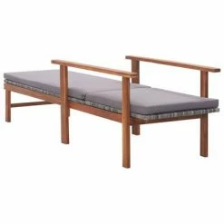 VidaXL Chaise longue et coussin Résine tressée et bois d'acacia Gris -Bains de soleil Soldes image 5 48705
