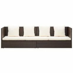 VidaXL Lit de jardin avec coussin et oreillers Résine tressée Marron 12 VidaXL Lit de jardin avec coussin et oreillers Résine tressée Marron -Bains de soleil Soldes image 5 49392
