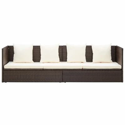 VidaXL Lit de jardin avec coussin et oreillers Résine tressée Marron 7 VidaXL Lit de jardin avec coussin et oreillers Résine tressée Marron – Image 5