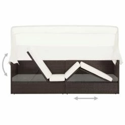 VidaXL Canapé de jardin avec auvent Résine tressée Marron 12 VidaXL Canapé de jardin avec auvent Résine tressée Marron -Bains de soleil Soldes image 5 49394