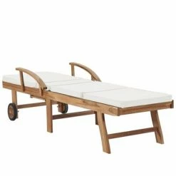 VidaXL Chaises longues avec coussins 2 pcs Bois de teck solide Crème -Bains de soleil Soldes image 6 3054633