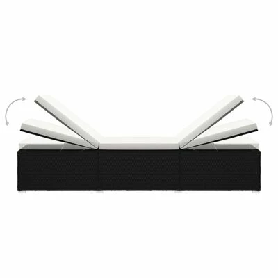 VidaXL Chaises longues de jardin table à thé 3 pcs Résine tressée Noir 8 VidaXL Chaises longues de jardin table à thé 3 pcs Résine tressée Noir – Image 6