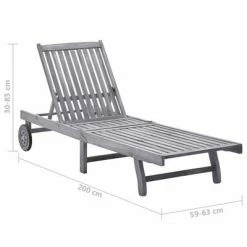 VidaXL Chaise longue de jardin avec coussin Gris Bois d'acacia solide -Bains de soleil Soldes image 6 3061368