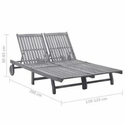 VidaXL Chaise longue de jardin 2 places avec coussin Gris Acacia -Bains de soleil Soldes image 6 3061389