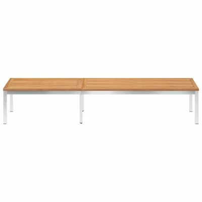 VidaXL Chaise longue avec coussin Bois de teck et acier inoxydable 8 VidaXL Chaise longue avec coussin Bois de teck et acier inoxydable – Image 6