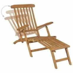 VidaXL Chaises de terrasse avec repose-pied 2 pcs Bois de teck solide -Bains de soleil Soldes image 6 3073291